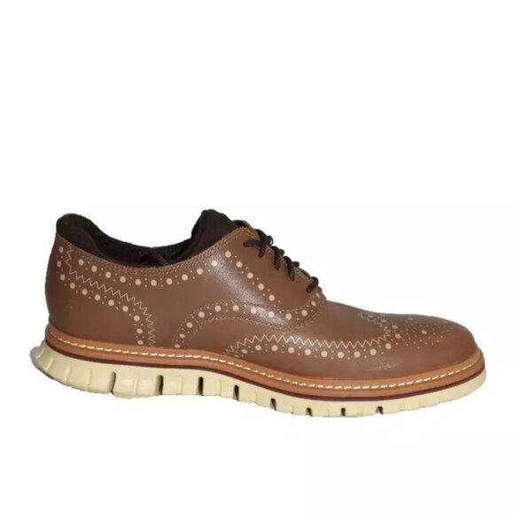 New! Cole Haan 4.ZERØGRAND Oxfords Sz 7.5 M Brown Wingtip Leather DD410 C37091